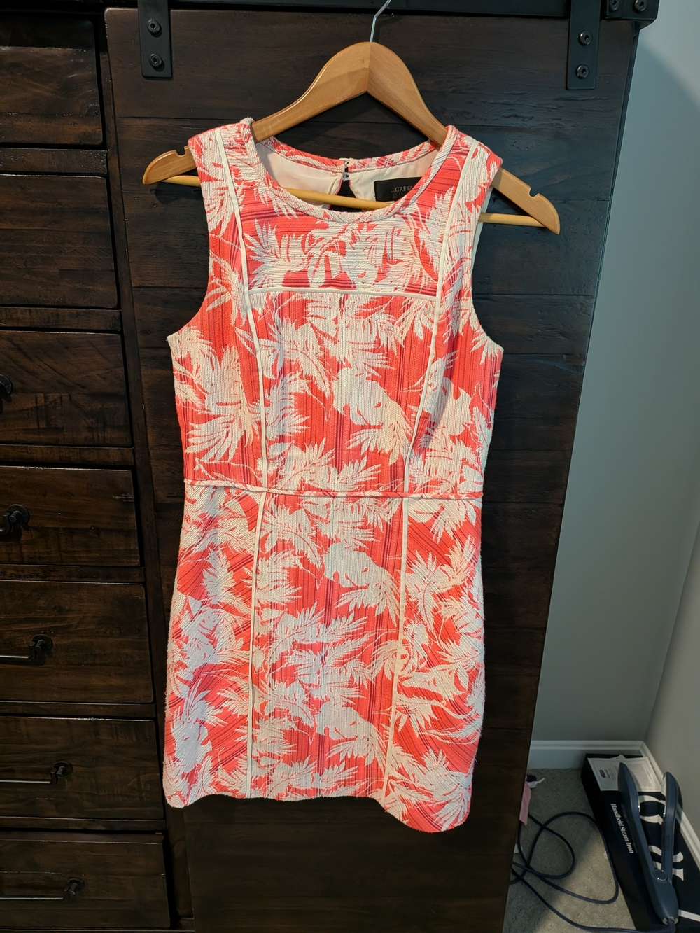 J. Crew Coral and White Tropical Sheath Dress